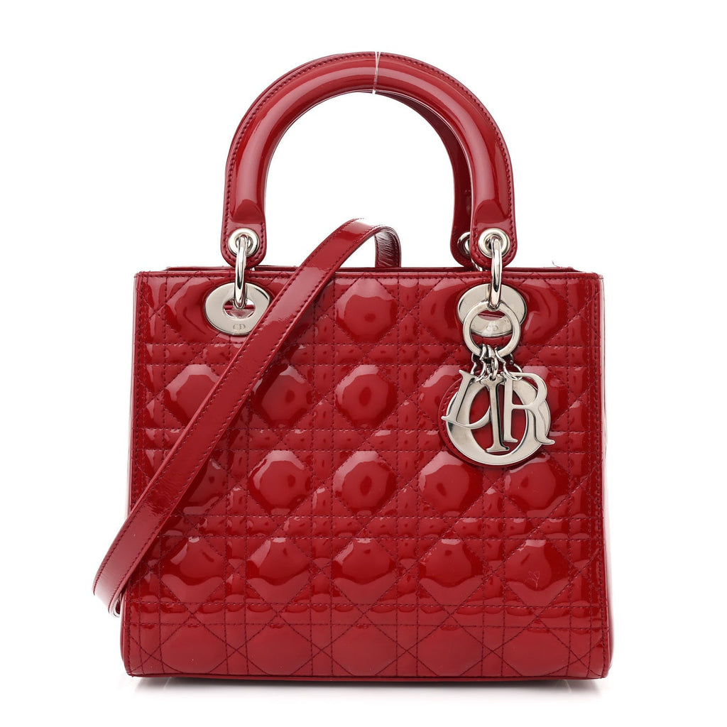 Patent Cannage Medium Lady Dior Burgundy Red
