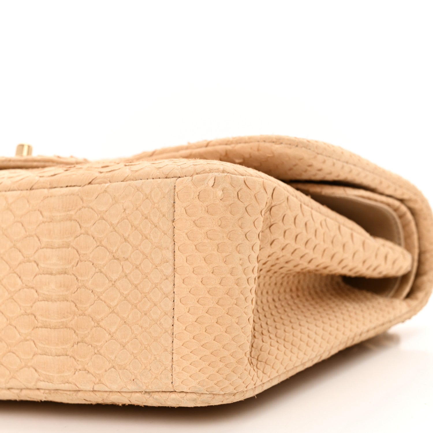 Snakeskin Jumbo Double Flap Beige