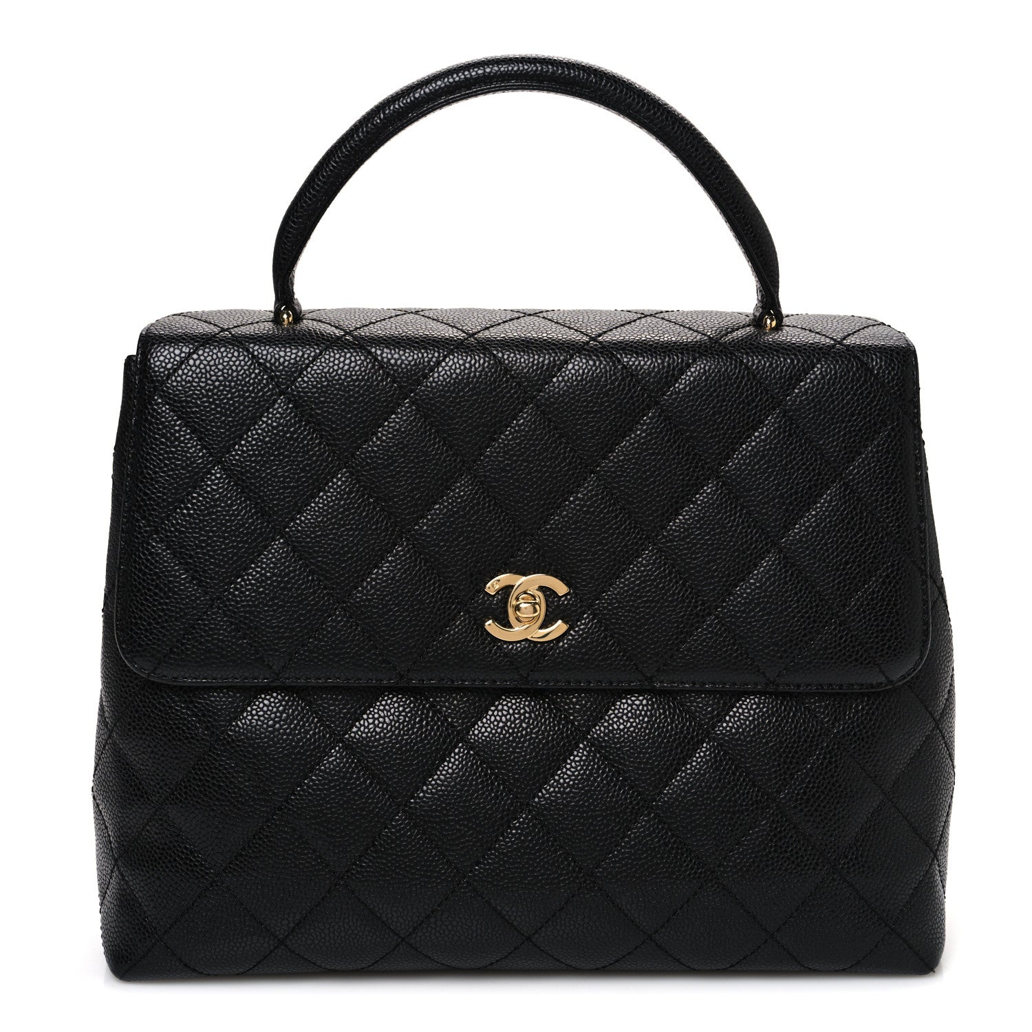 Caviar Quilted Jumbo Kelly Flap Black