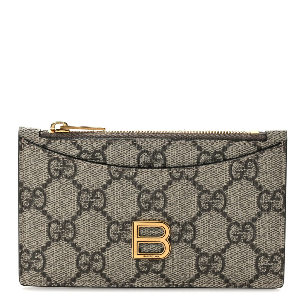 X BALENCIAGA GG Supreme Monogram Zip  Case Beige Ebony