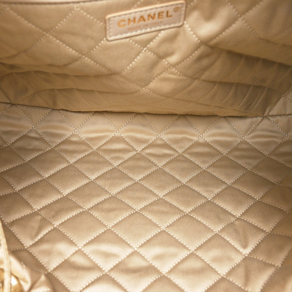 Metallic Calfskin Quilted Chanel 22 Golden