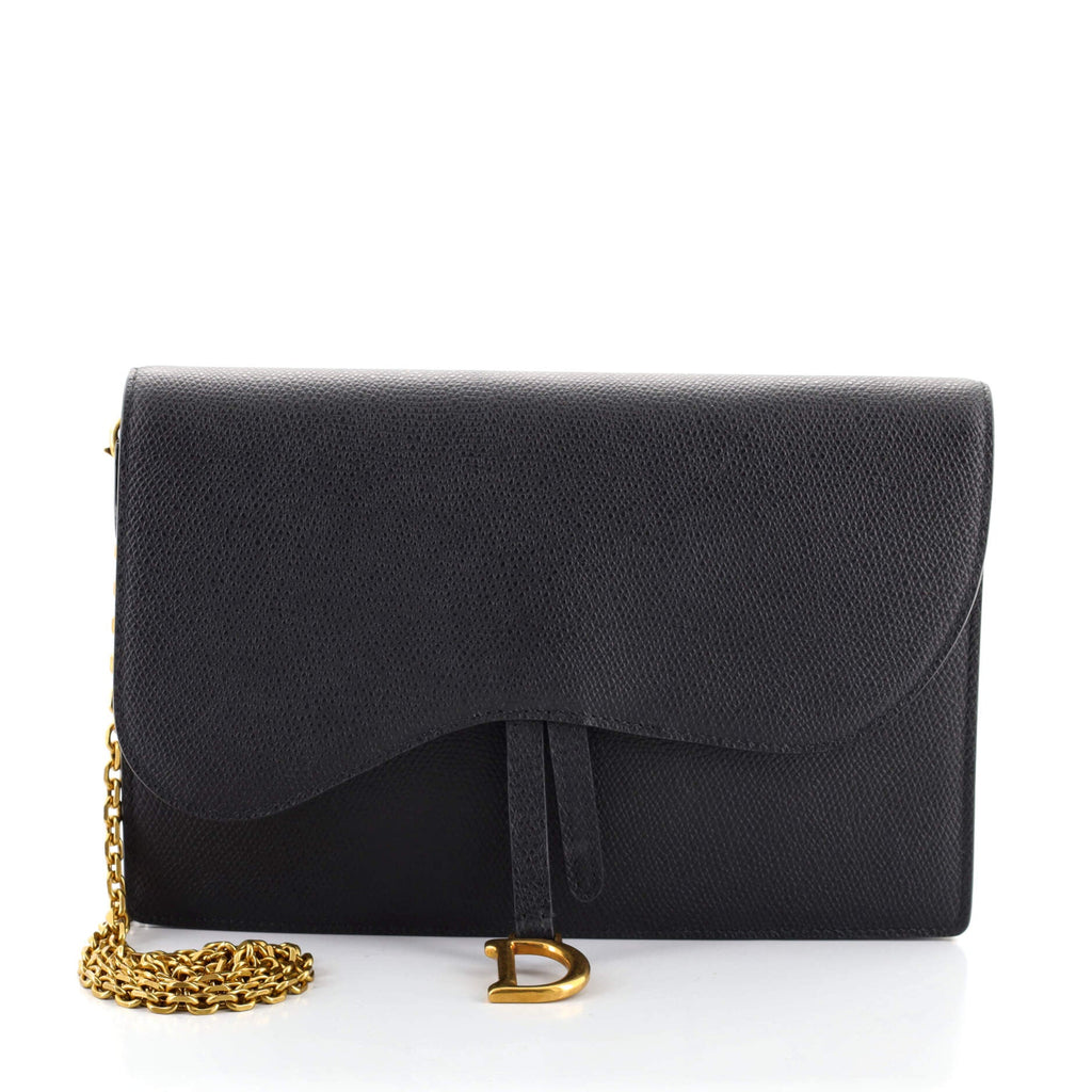 Saddle Chain Clutch Leather