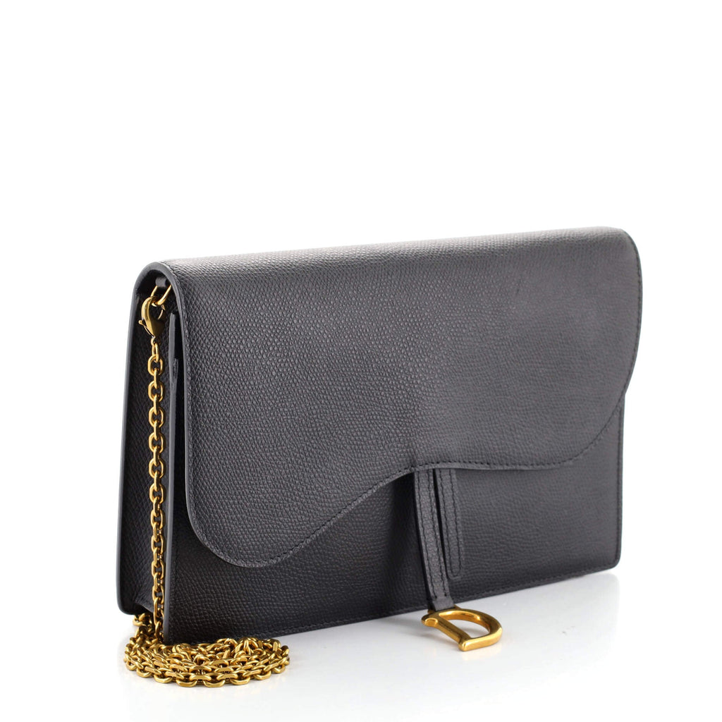 Saddle Chain Clutch Leather
