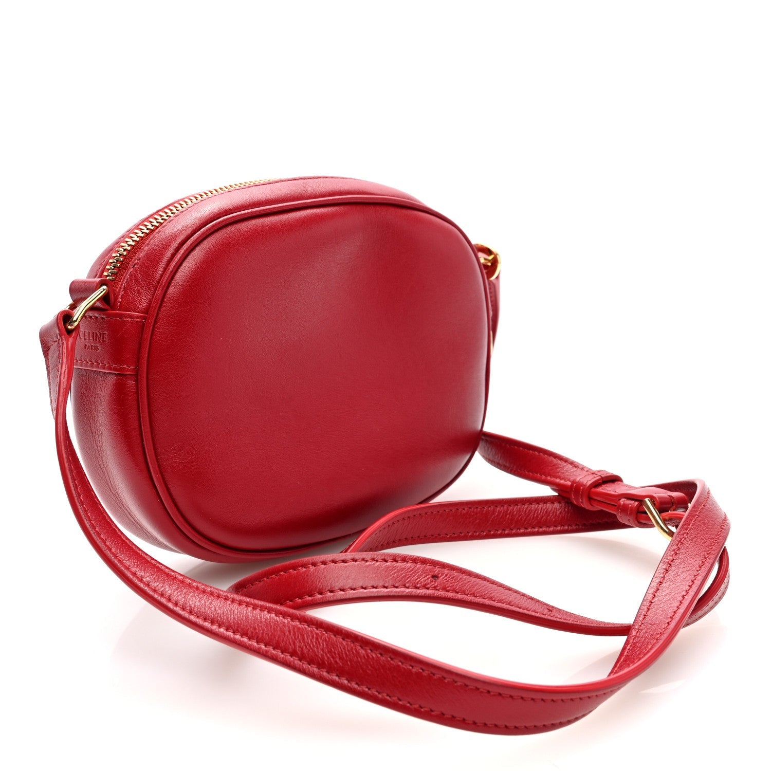 Calfskin Quilted Small C Charm Bag Red