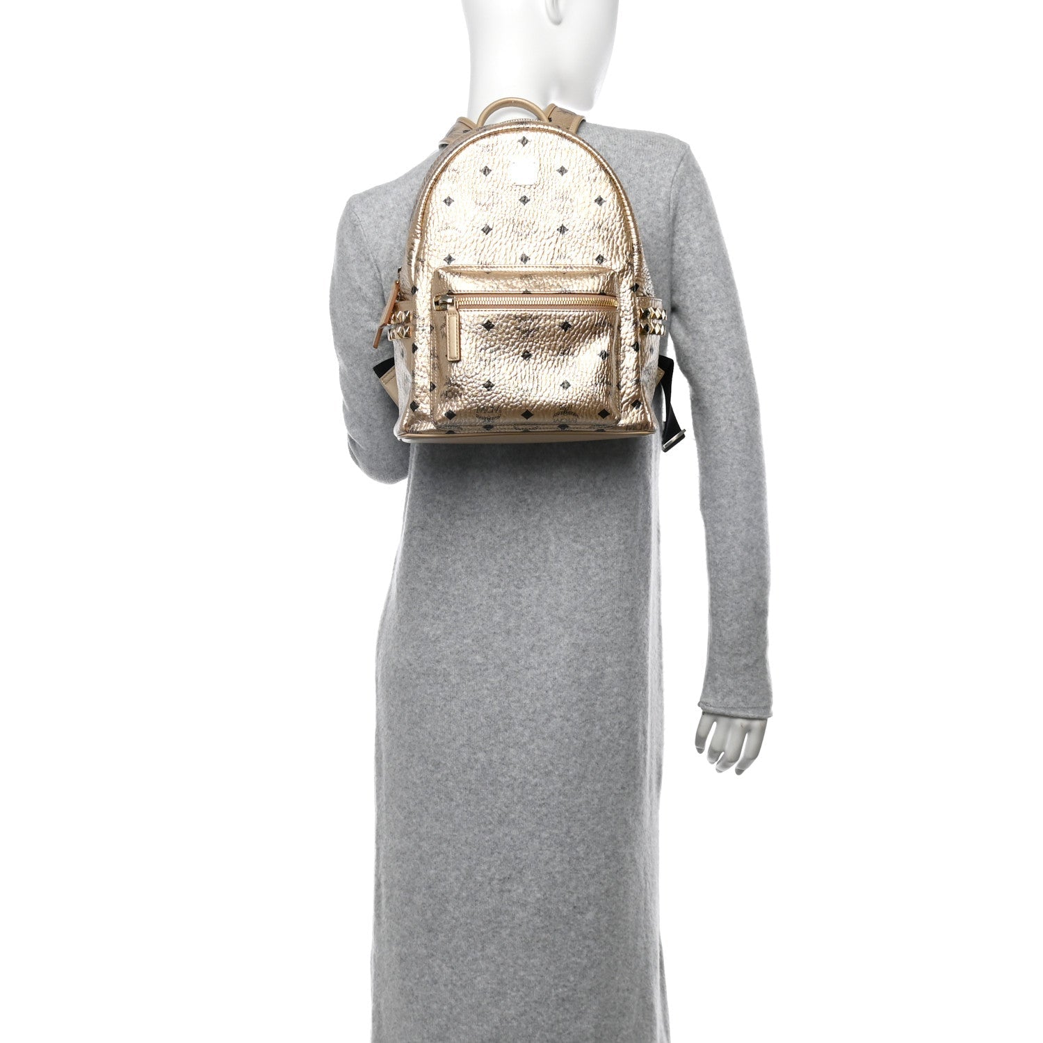 Metallic Visetos Small Side Stud Stark Backpack Gold