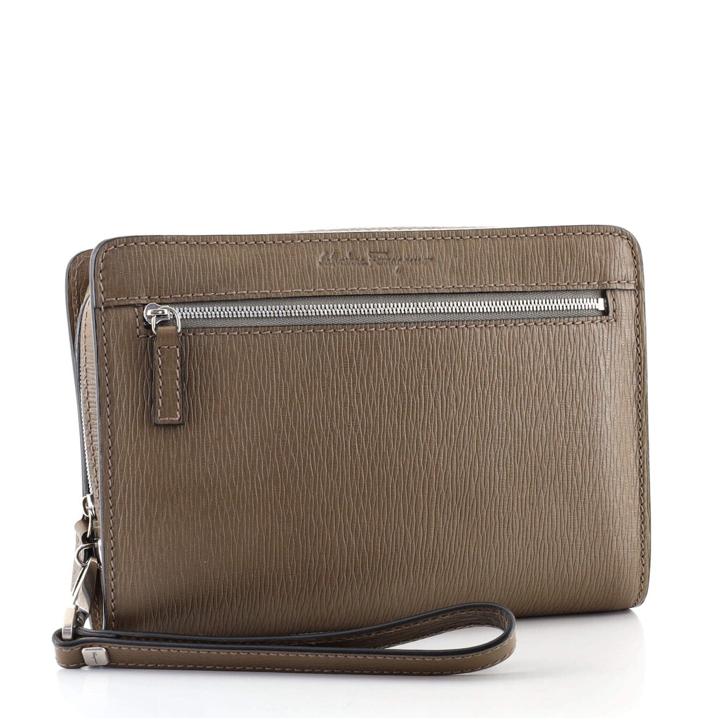 Revival Front Pocket Wristlet Clutch Leather