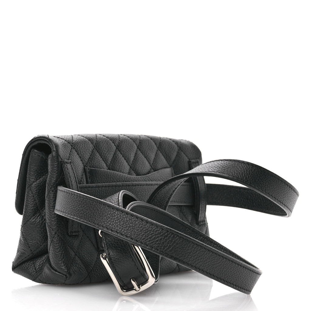 Grained Calfskin Quilted 2.55 Reissue Flap Belt Bag Clutch  Black