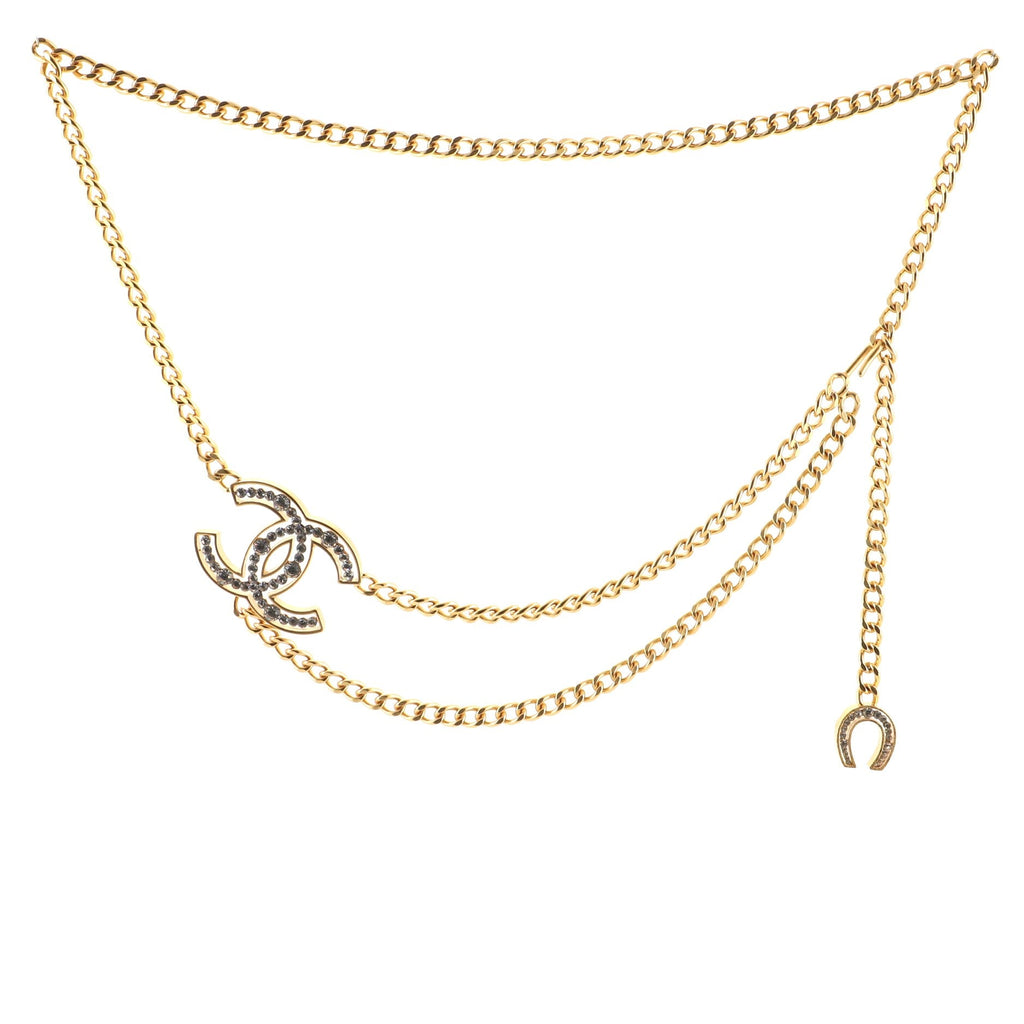 CC Horseshoe Chain Belt Metal with Crystals 95