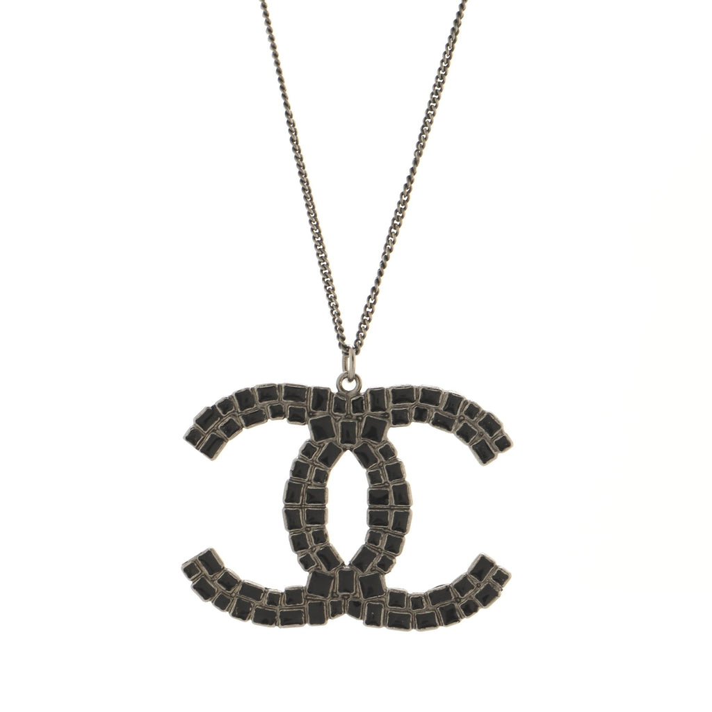 CC Pendant Necklace Ruthenium with Enamel