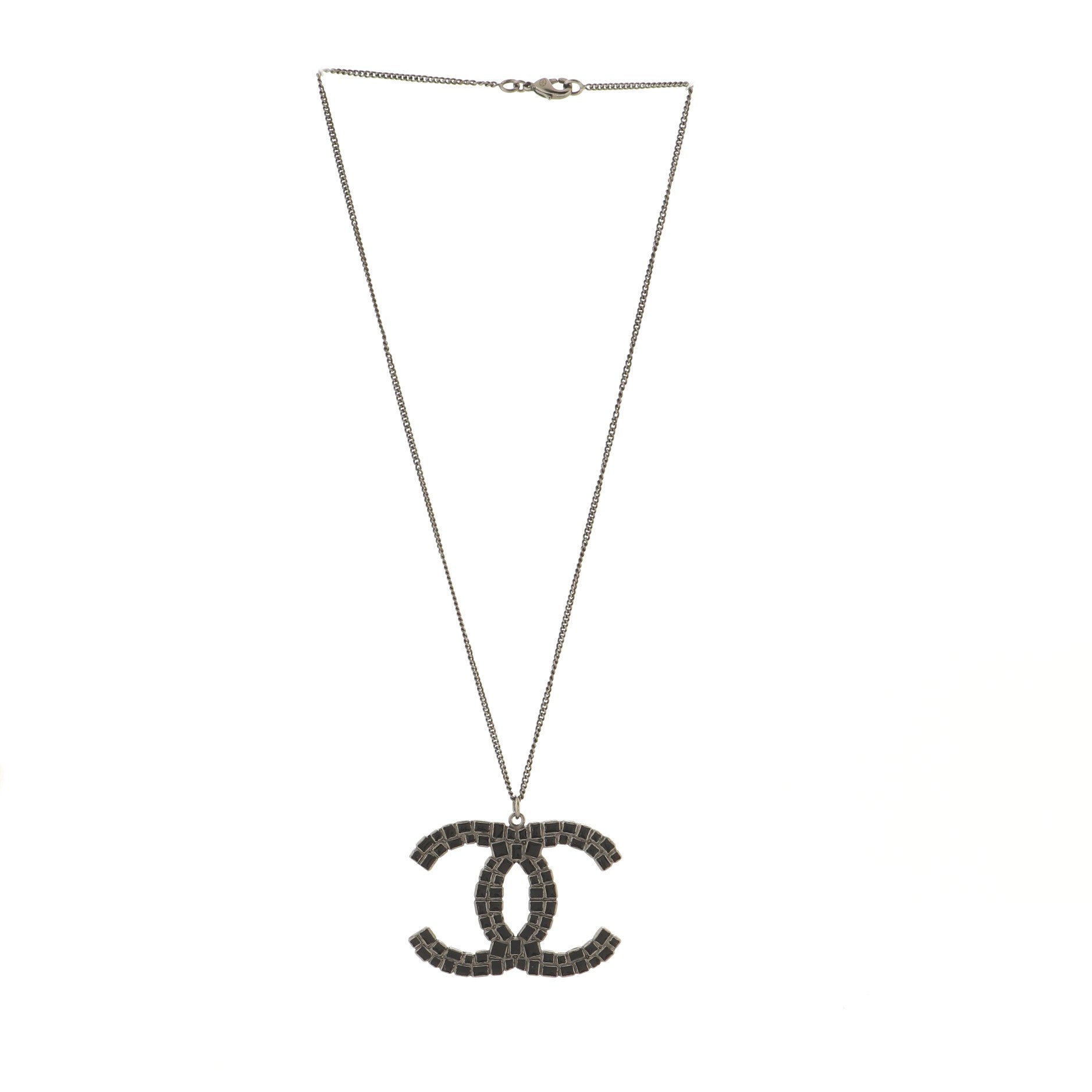 CC Pendant Necklace Ruthenium with Enamel