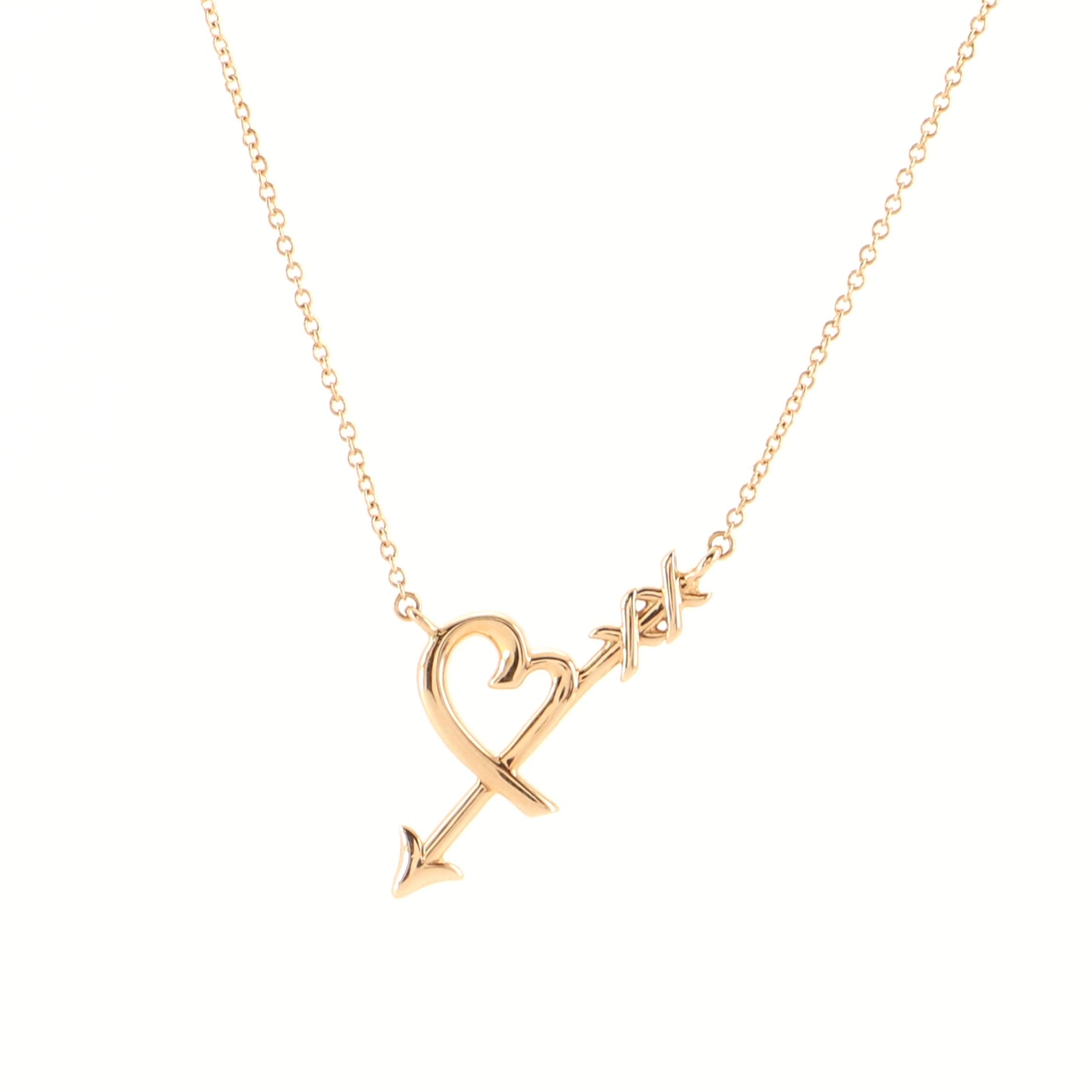 Heart & Arrow Pendant Necklace 18K Rose Gold Small