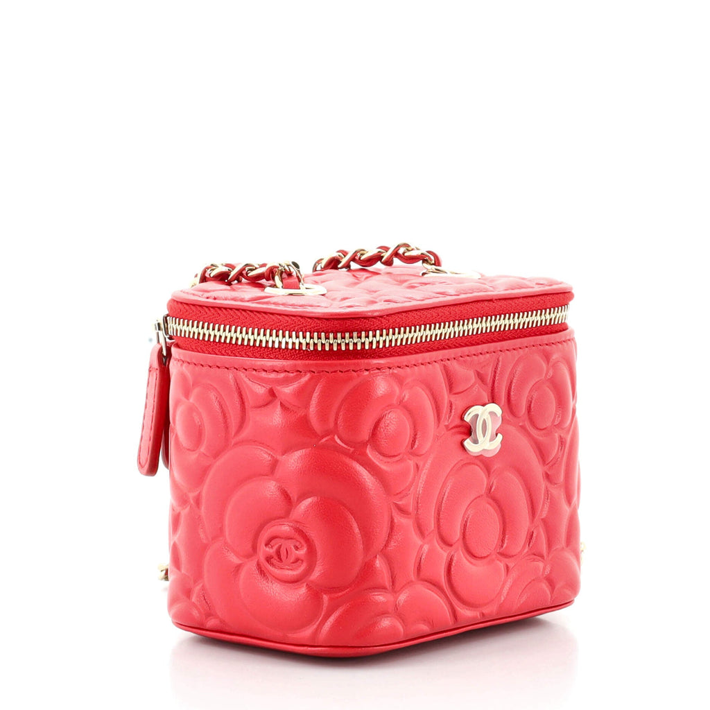 Classic Vanity Case with Chain Camellia Lambskin Mini