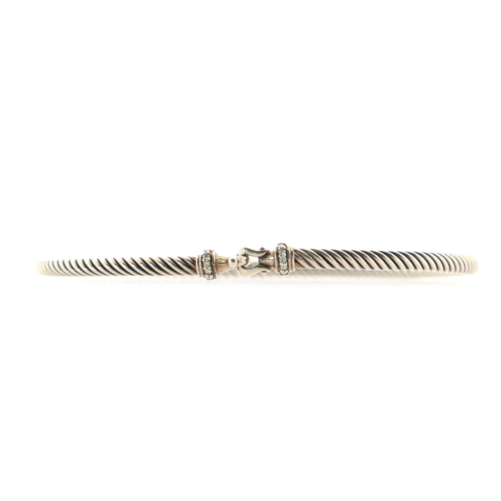 Cable Buckle Bracelet Sterling Silver and Diamond 3mm