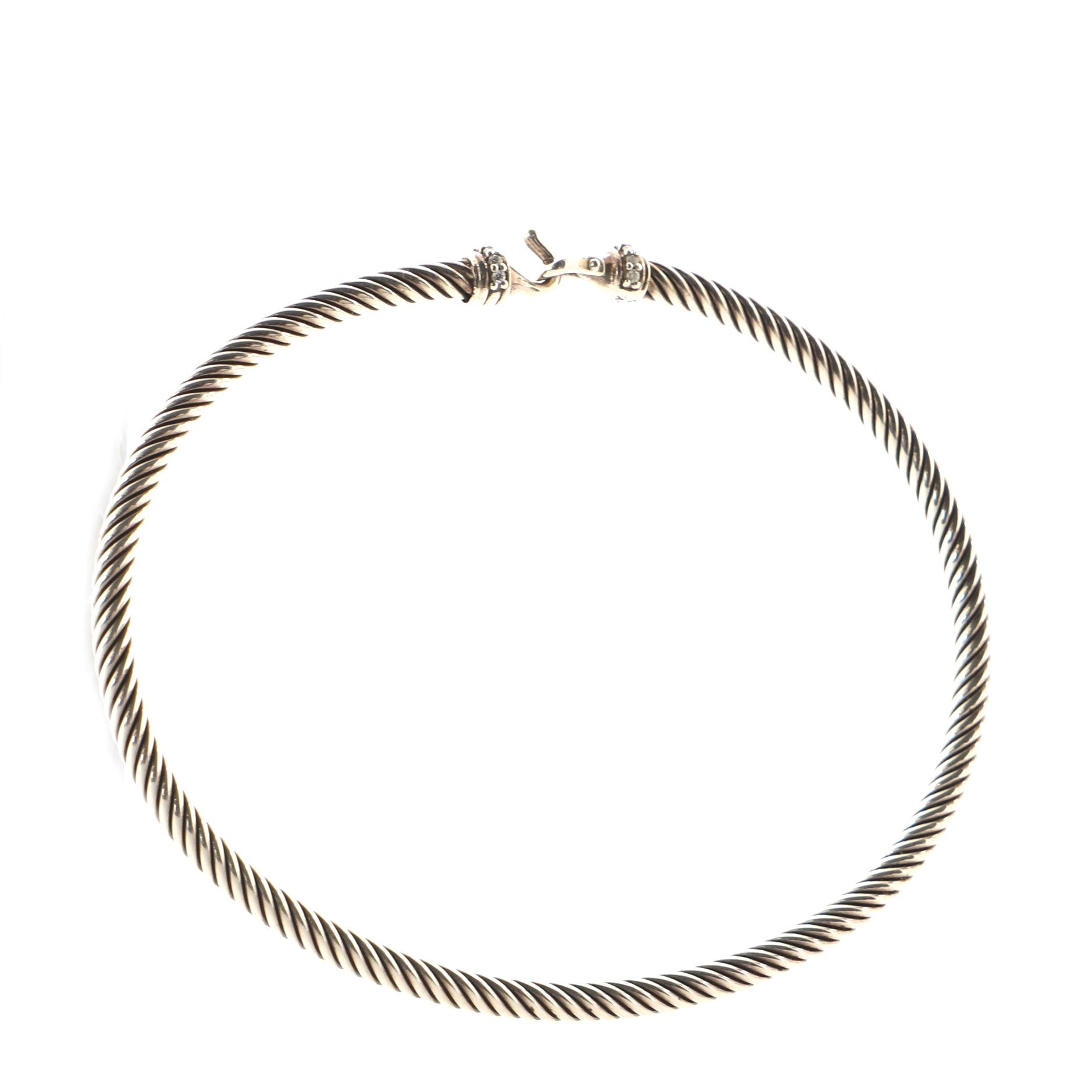 Cable Buckle Bracelet Sterling Silver and Diamond 3mm
