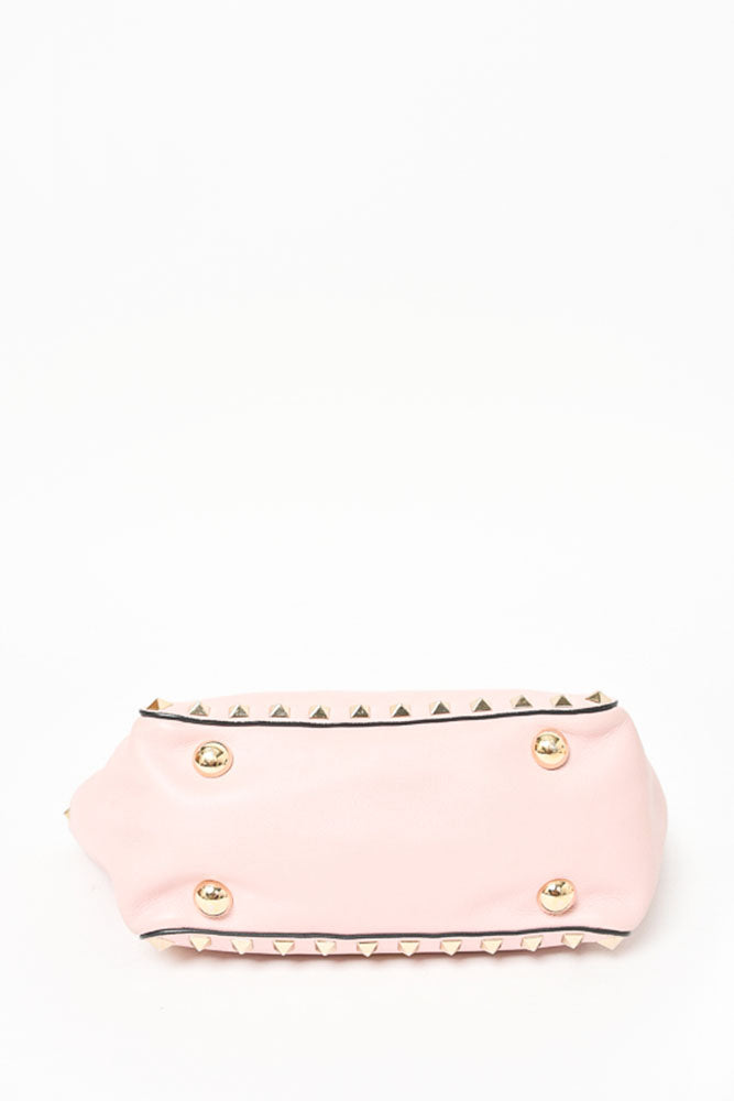 Valentino Pink Leather Roman Stud Mini Top Handle w/ 2 Straps Gold Hardware