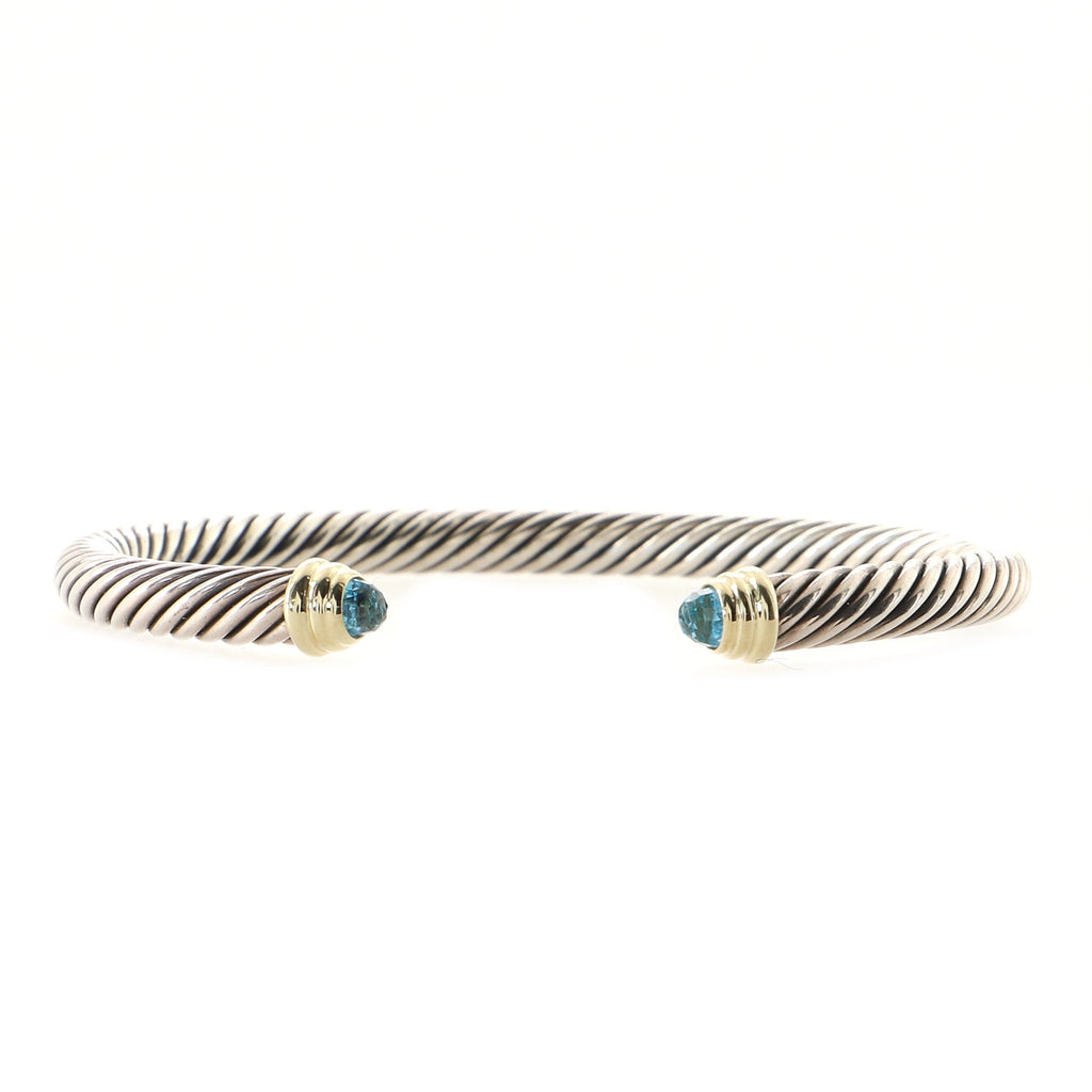 Cable Classic Bracelet Sterling Silver with 14K Yellow Gold and Topaz 5mm