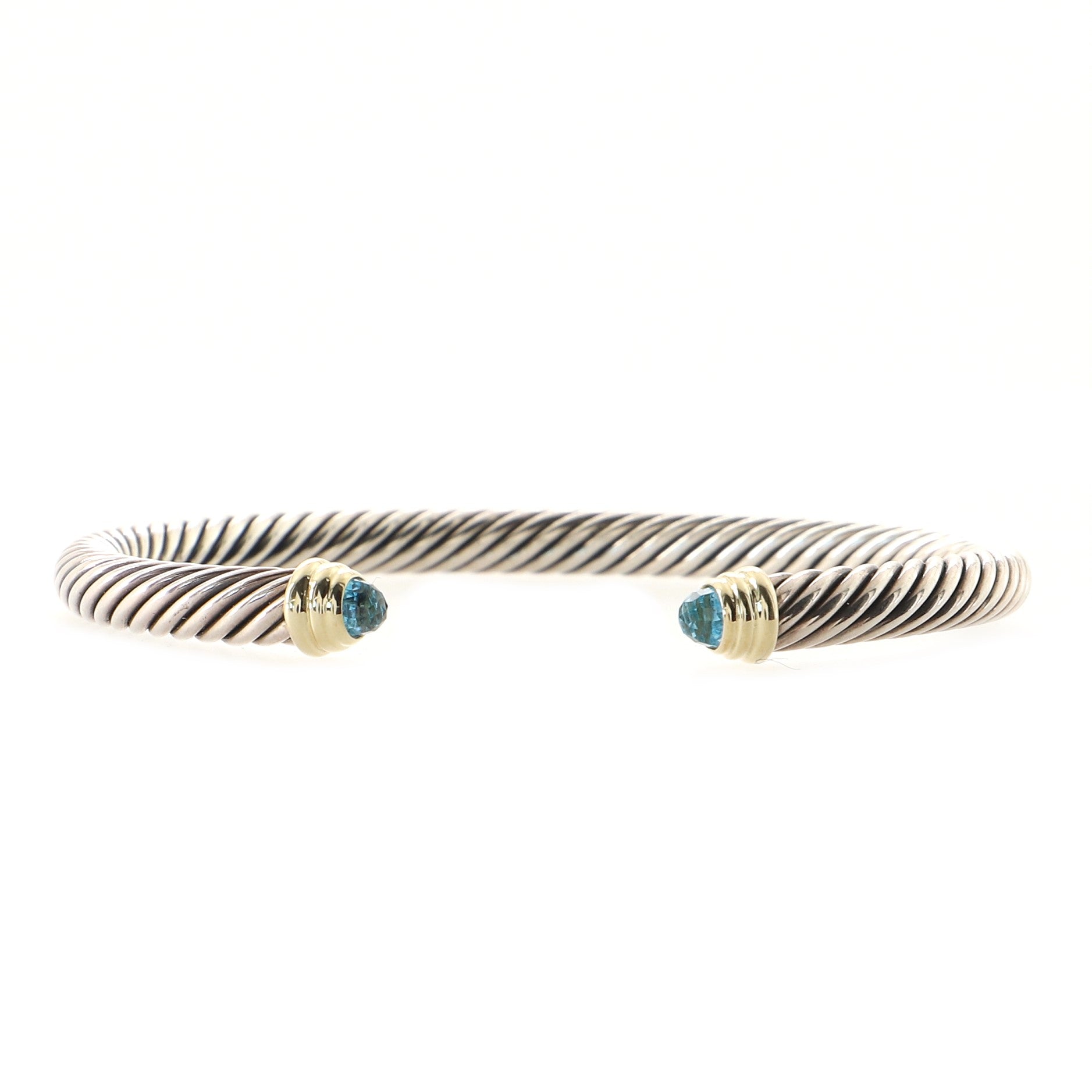 Cable Classic Bracelet Sterling Silver with 14K Yellow Gold and Topaz 5mm