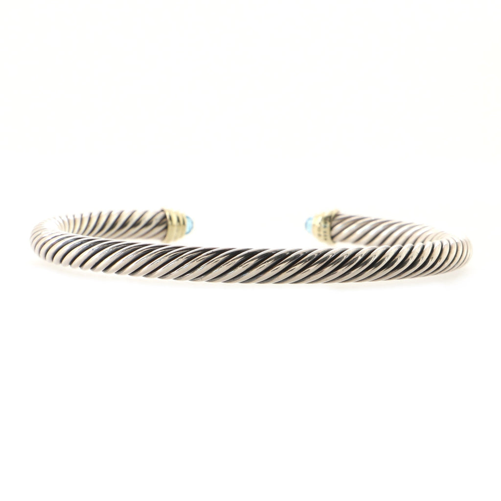 Cable Classic Bracelet Sterling Silver with 14K Yellow Gold and Topaz 5mm