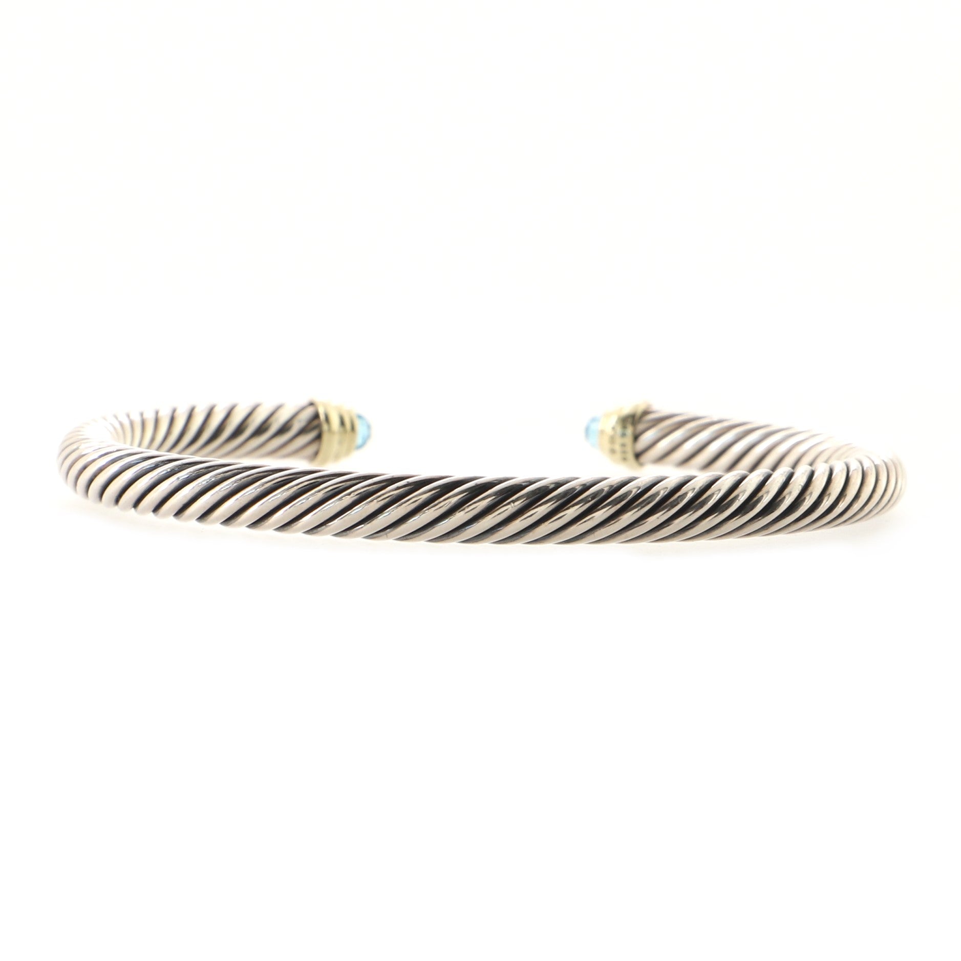 Cable Classic Bracelet Sterling Silver with 14K Yellow Gold and Topaz 5mm