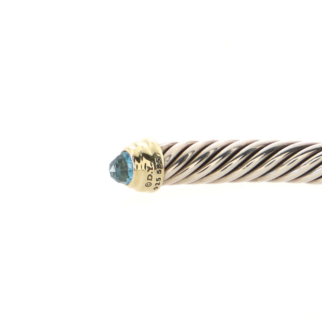 Cable Classic Bracelet Sterling Silver with 14K Yellow Gold and Topaz 5mm