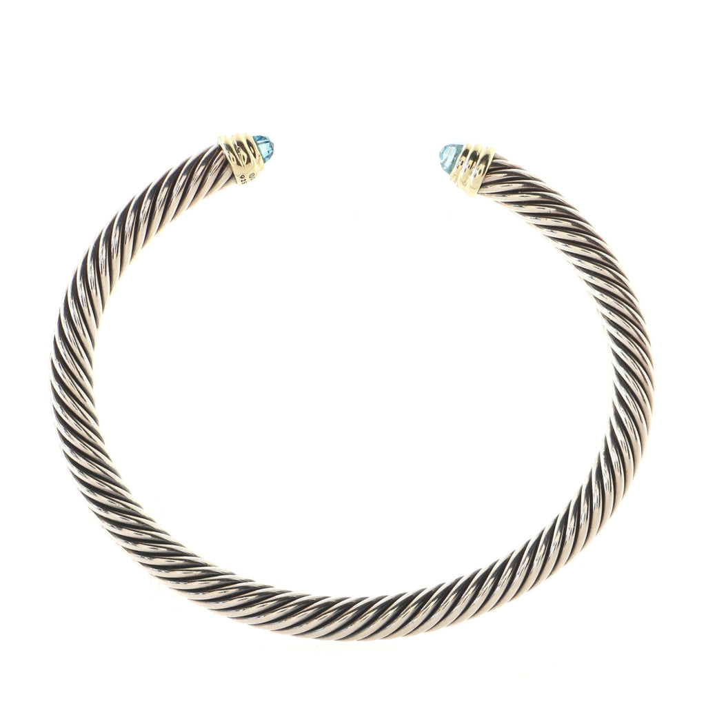 Cable Classic Bracelet Sterling Silver with 14K Yellow Gold and Topaz 5mm
