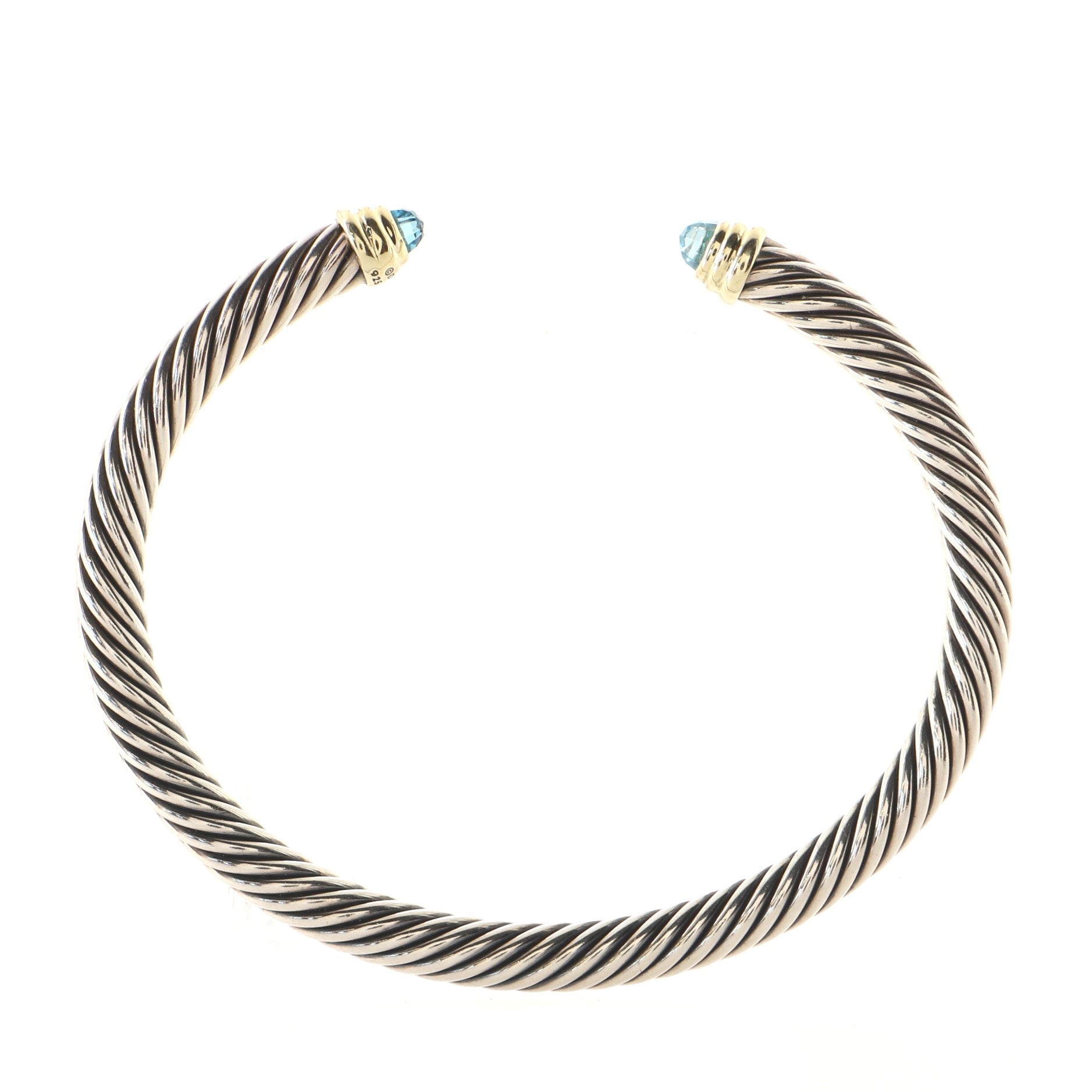 Cable Classic Bracelet Sterling Silver with 14K Yellow Gold and Topaz 5mm
