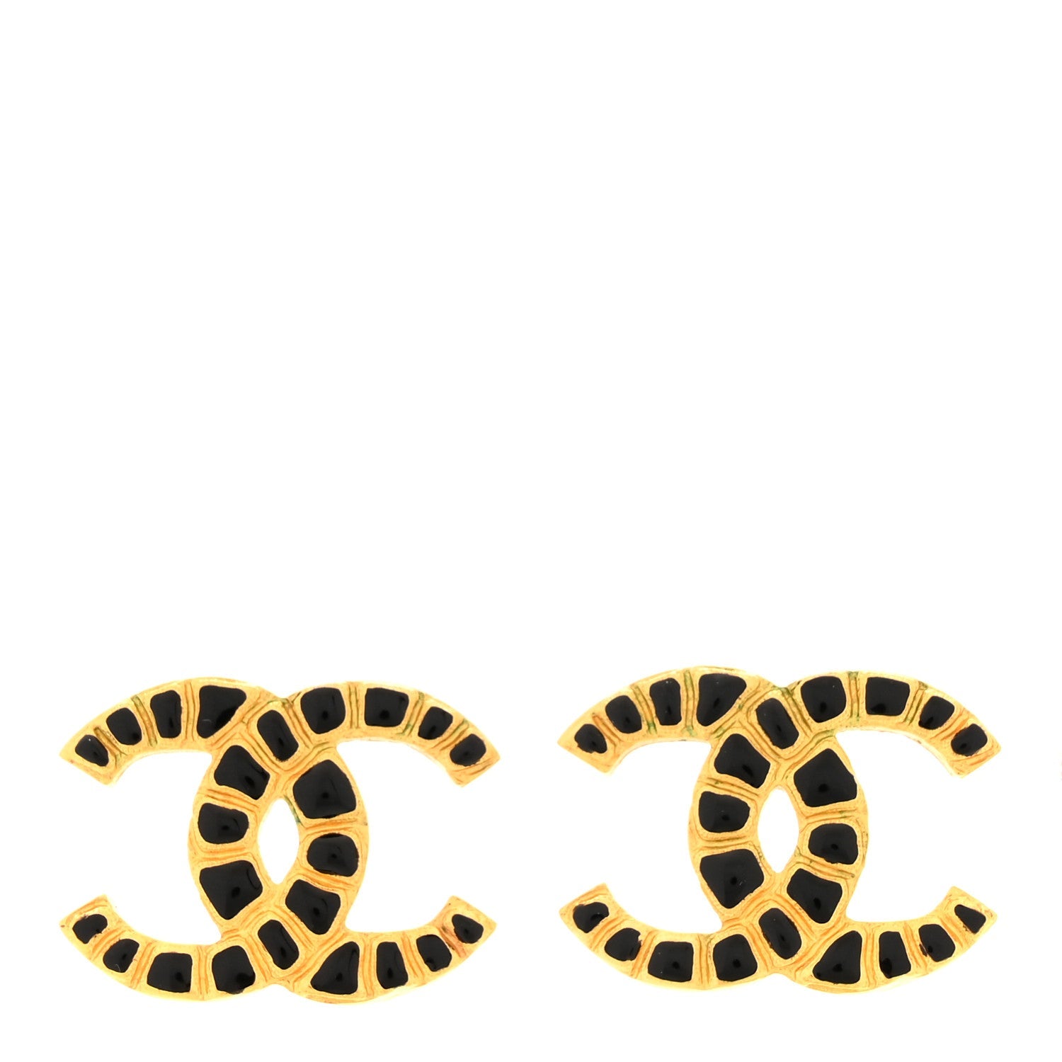 Resin Along The Nile CC Earrings Gold Black