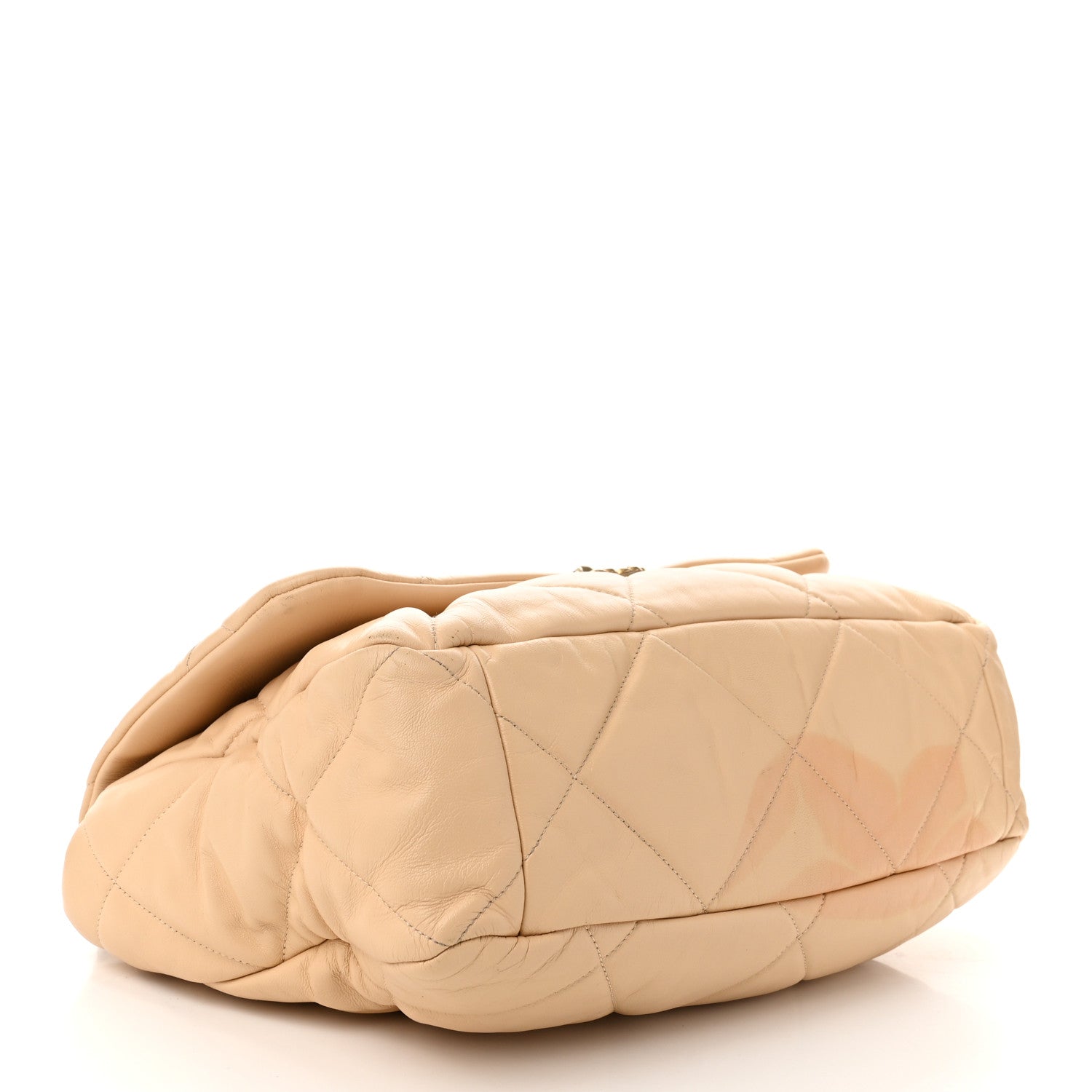 Goatskin Quilted Maxi Chanel 19 Flap Beige