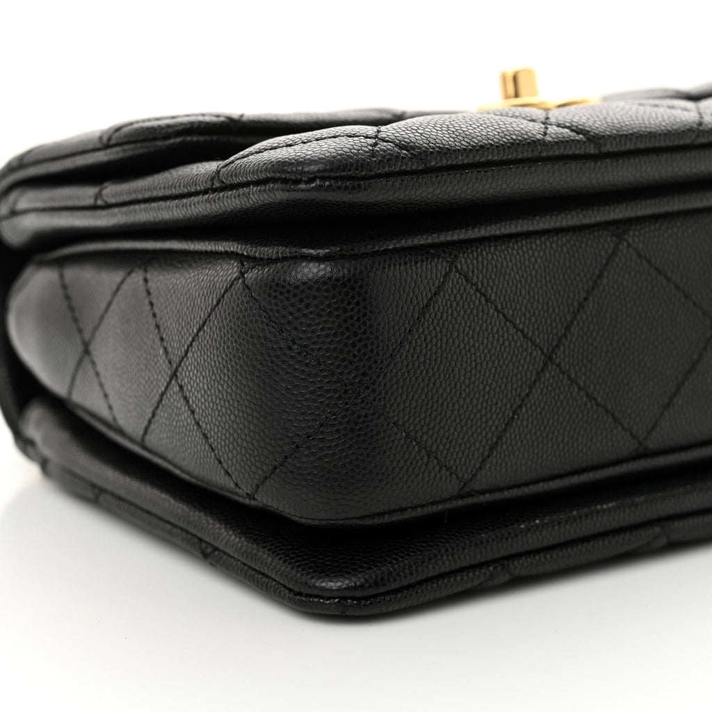 Caviar Quilted Coco First Flap Black