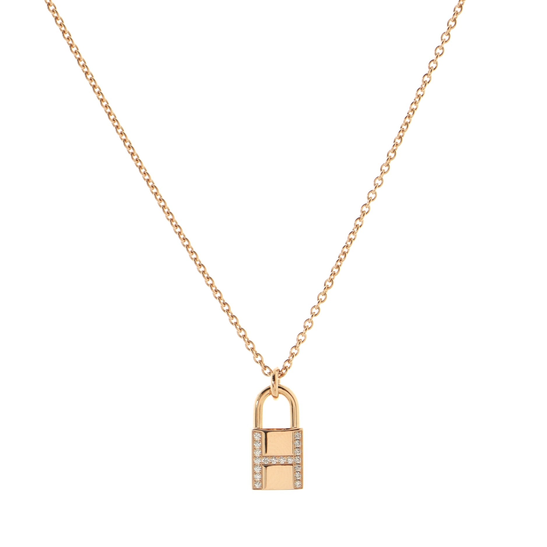 Amulettes Cadenas Pendant Necklace 18K Rose Gold with Diamonds