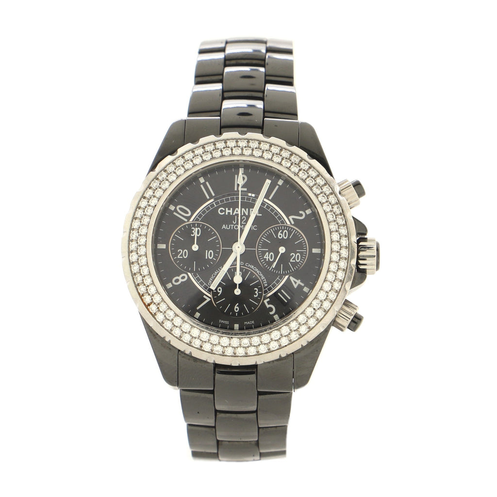 J12 Chronograph Automatic Watch Ceramic and Stainless Steel with Diamond Bezel 41