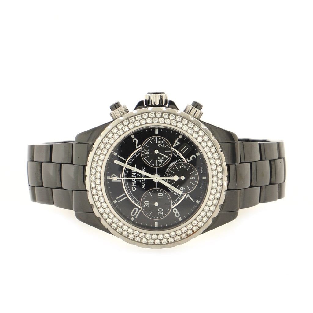 J12 Chronograph Automatic Watch Ceramic and Stainless Steel with Diamond Bezel 41