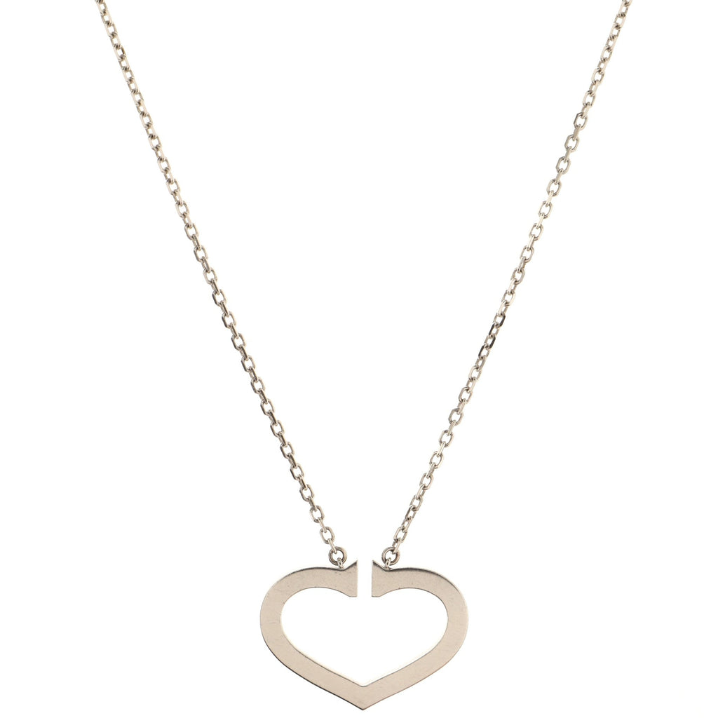 C Heart de Cartier Pendant Necklace 18K White Gold with Diamonds Large