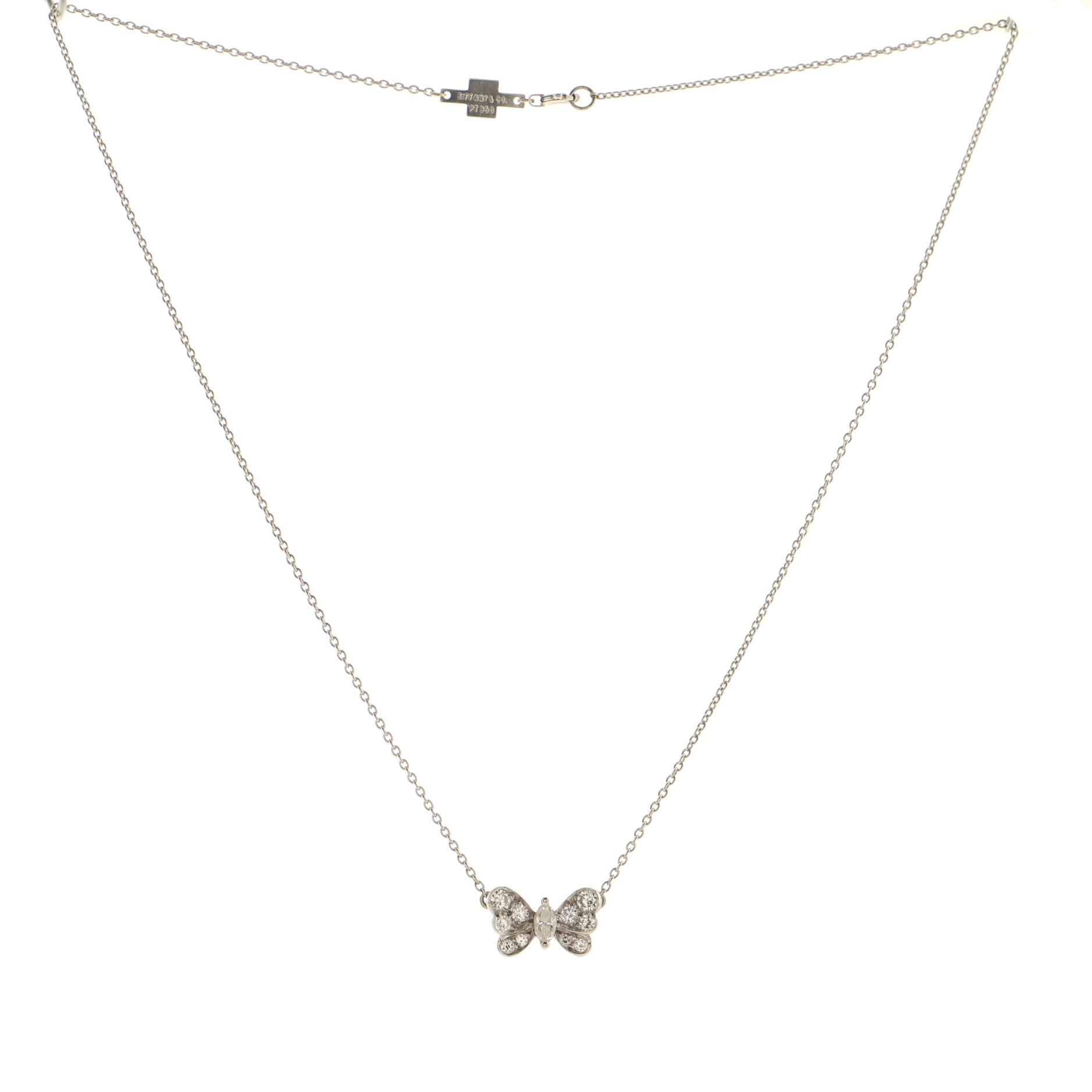 Butterfly Pendant Necklace Platinum and Diamonds
