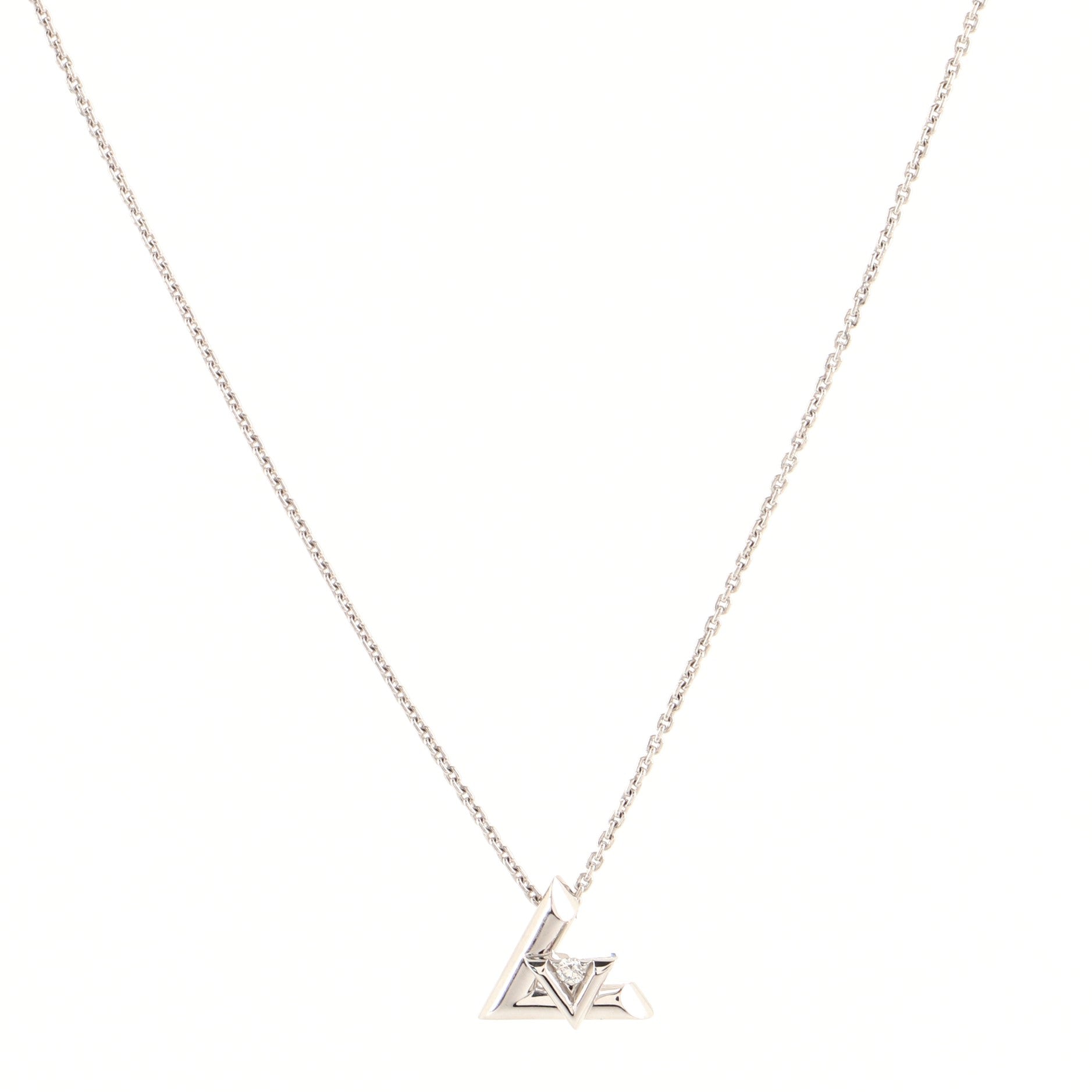 LV Volt One Pendant Necklace 18K White Gold with Diamond Small
