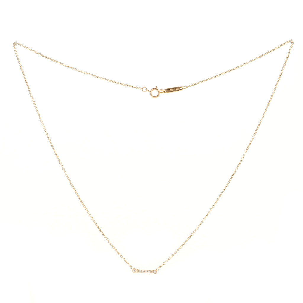 Fleur de Lis Key Bar Pendant Necklace 18K Rose Gold with Diamonds