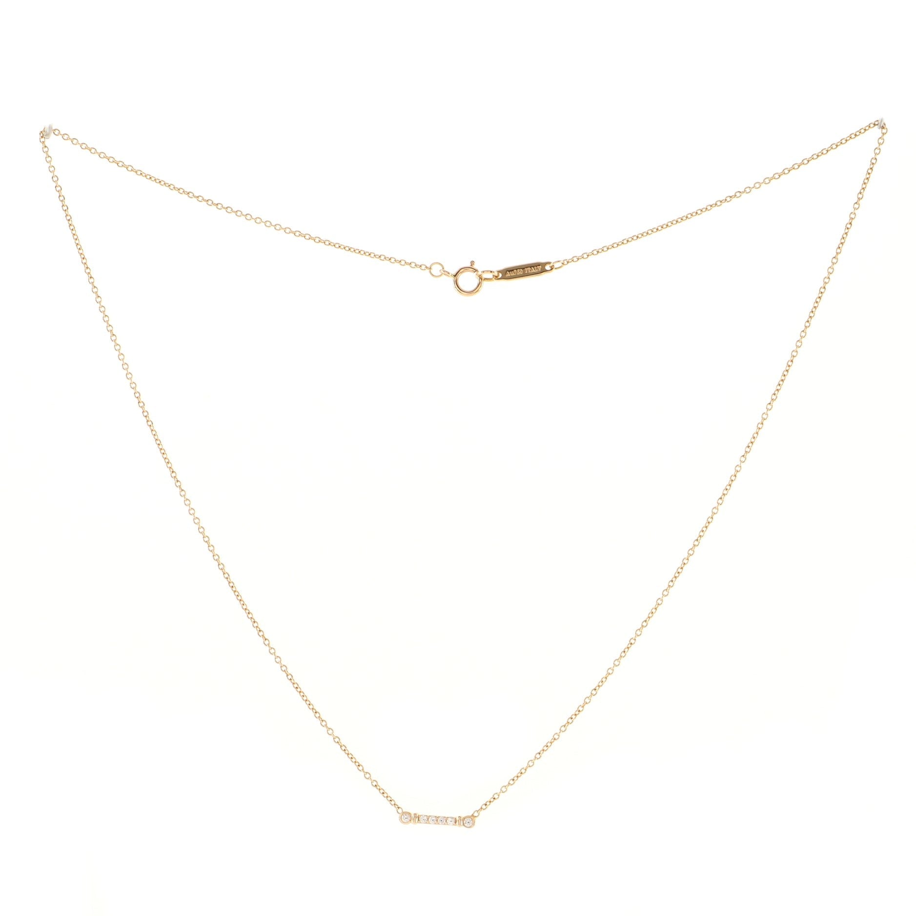 Fleur de Lis Key Bar Pendant Necklace 18K Rose Gold with Diamonds