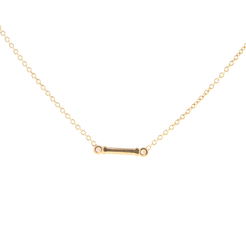 Fleur de Lis Key Bar Pendant Necklace 18K Rose Gold with Diamonds