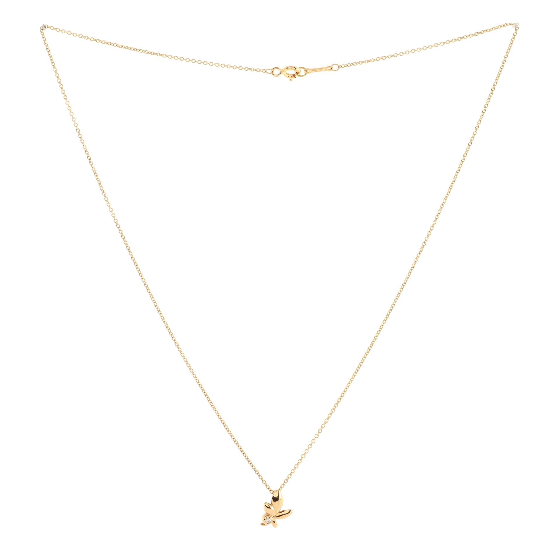 Paloma Picasso Olive Leaf Pendant Necklace 18K Rose Gold with Diamond Mini