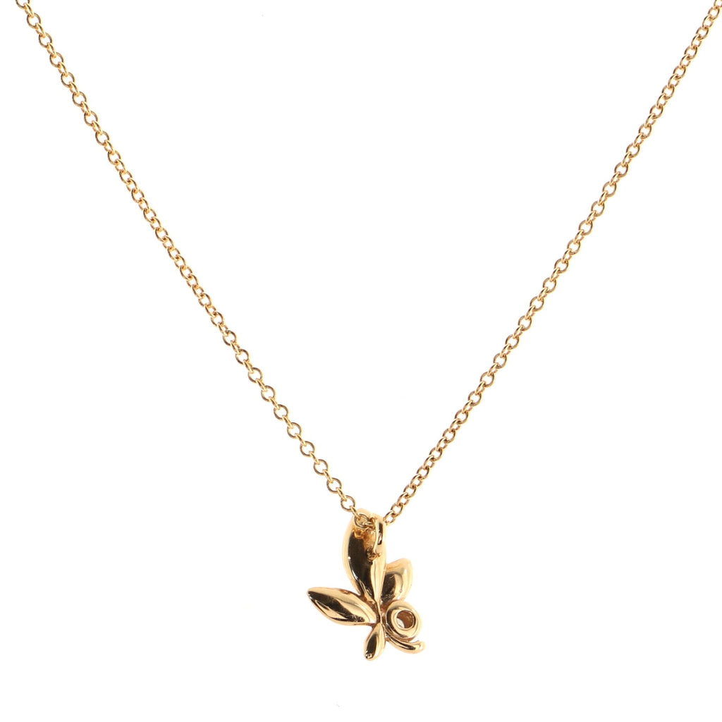 Paloma Picasso Olive Leaf Pendant Necklace 18K Rose Gold with Diamond Mini