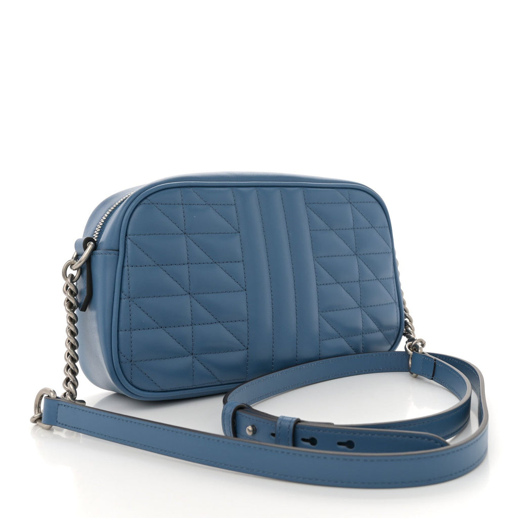 Calfskin Matelasse Aria Small GG Marmont Chain Shoulder Bag Clear Blue