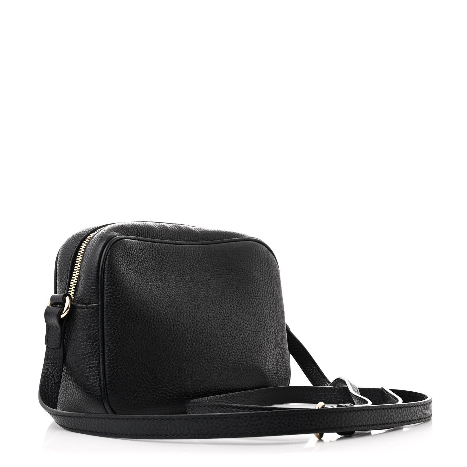 Pebbled Calfskin Small Soho Disco Bag Black