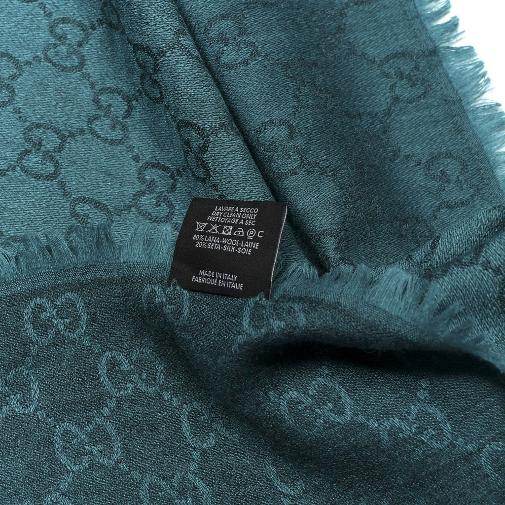 Wool Silk GG Monogram GGNat Scarf Blue
