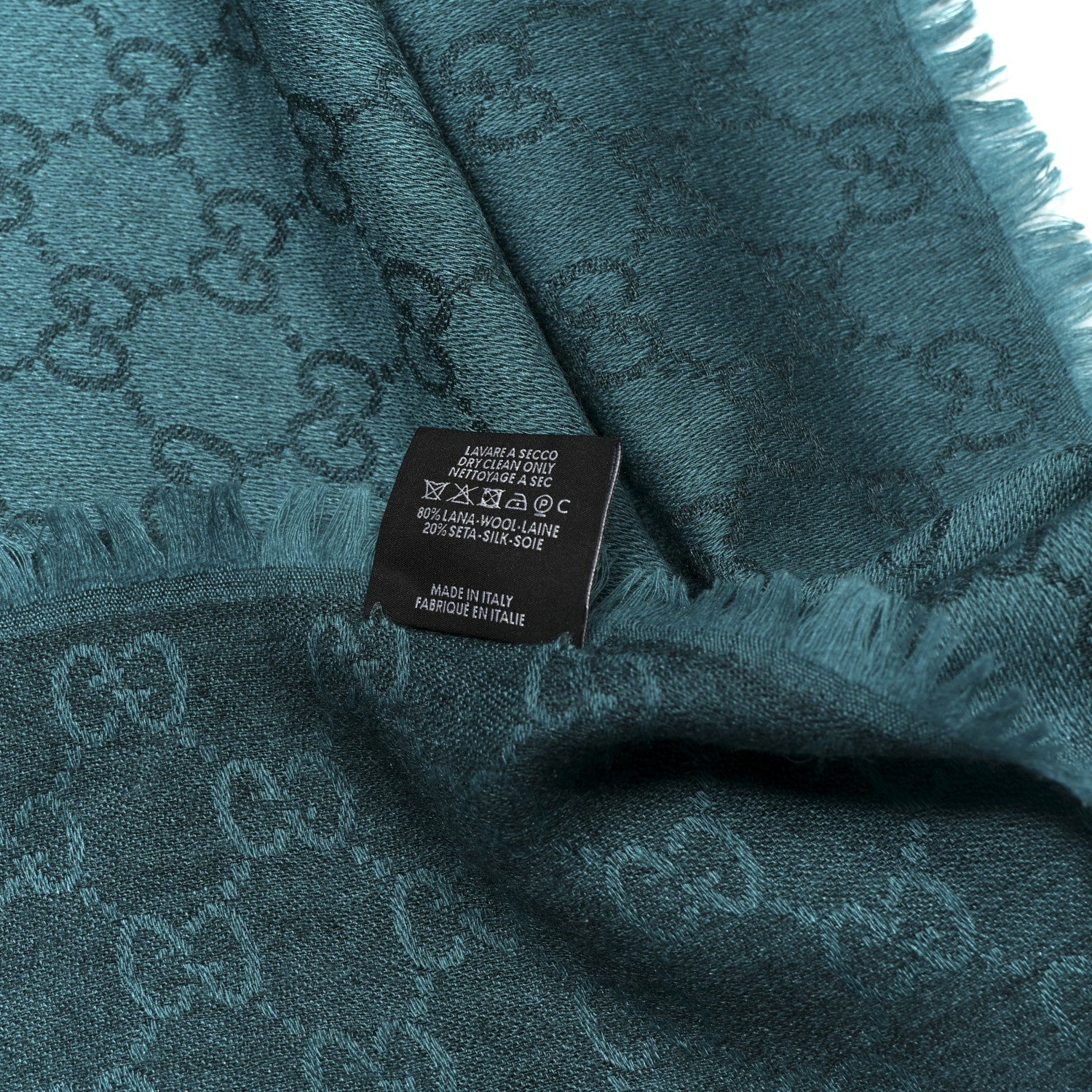 Wool Silk GG Monogram GGNat Scarf Blue