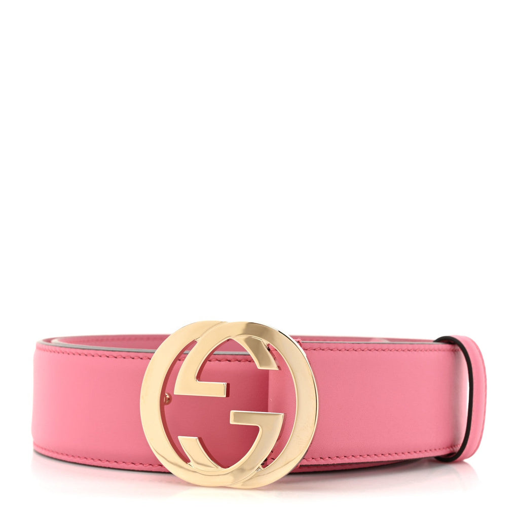Moon Calfskin Interlocking G 37mm Belt 90 36 Glossy Pink