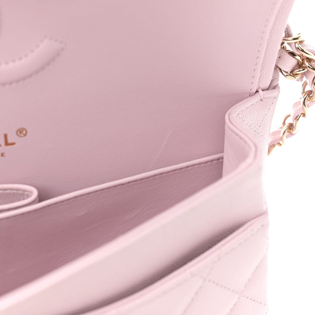 Caviar Quilted Medium Double Flap Light Pink