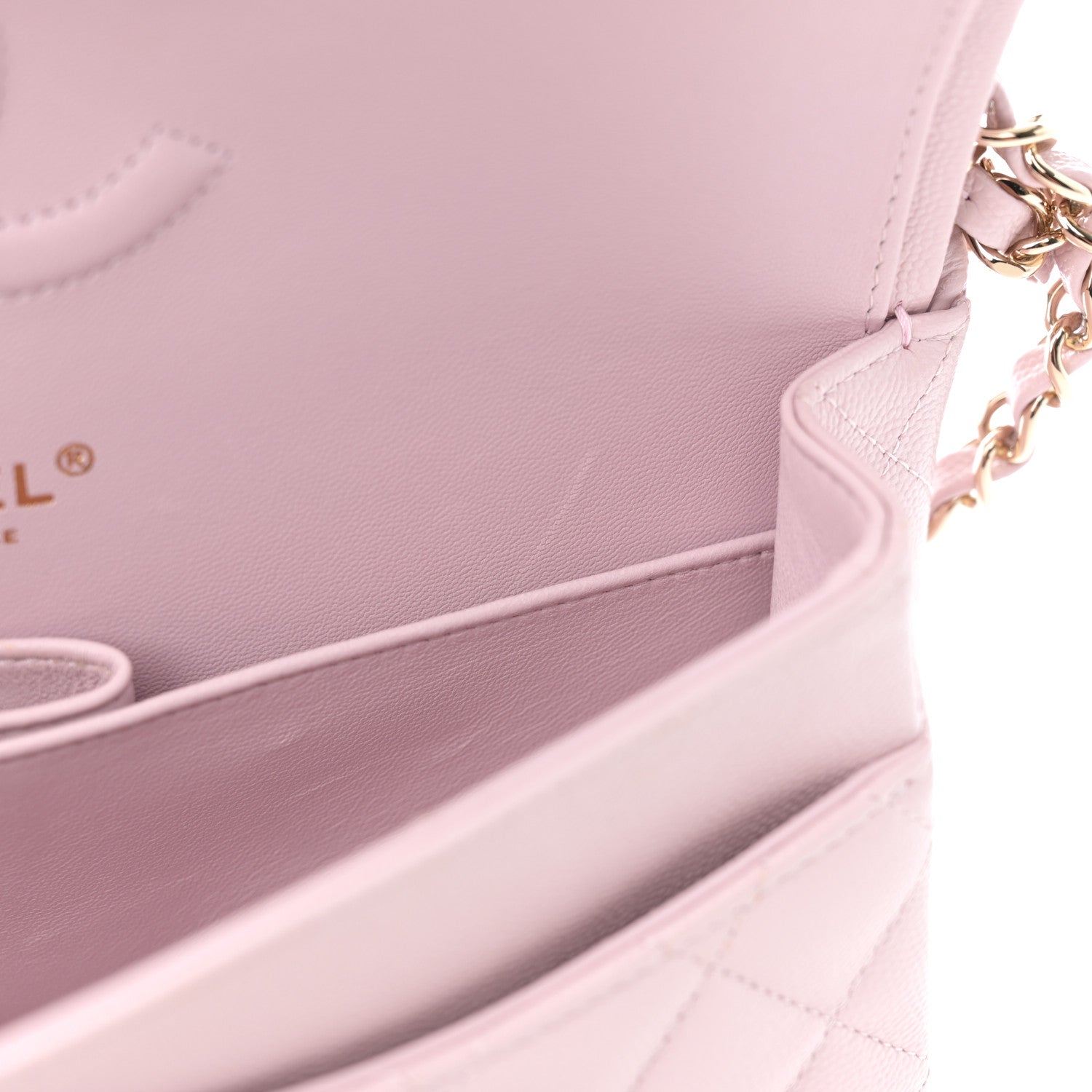 Caviar Quilted Medium Double Flap Light Pink