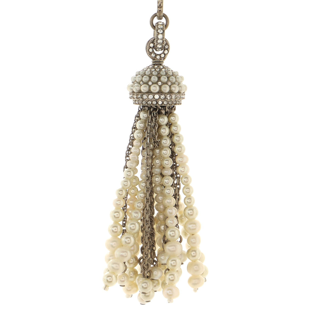 CC Long Necklace Faux Pearls and Metal