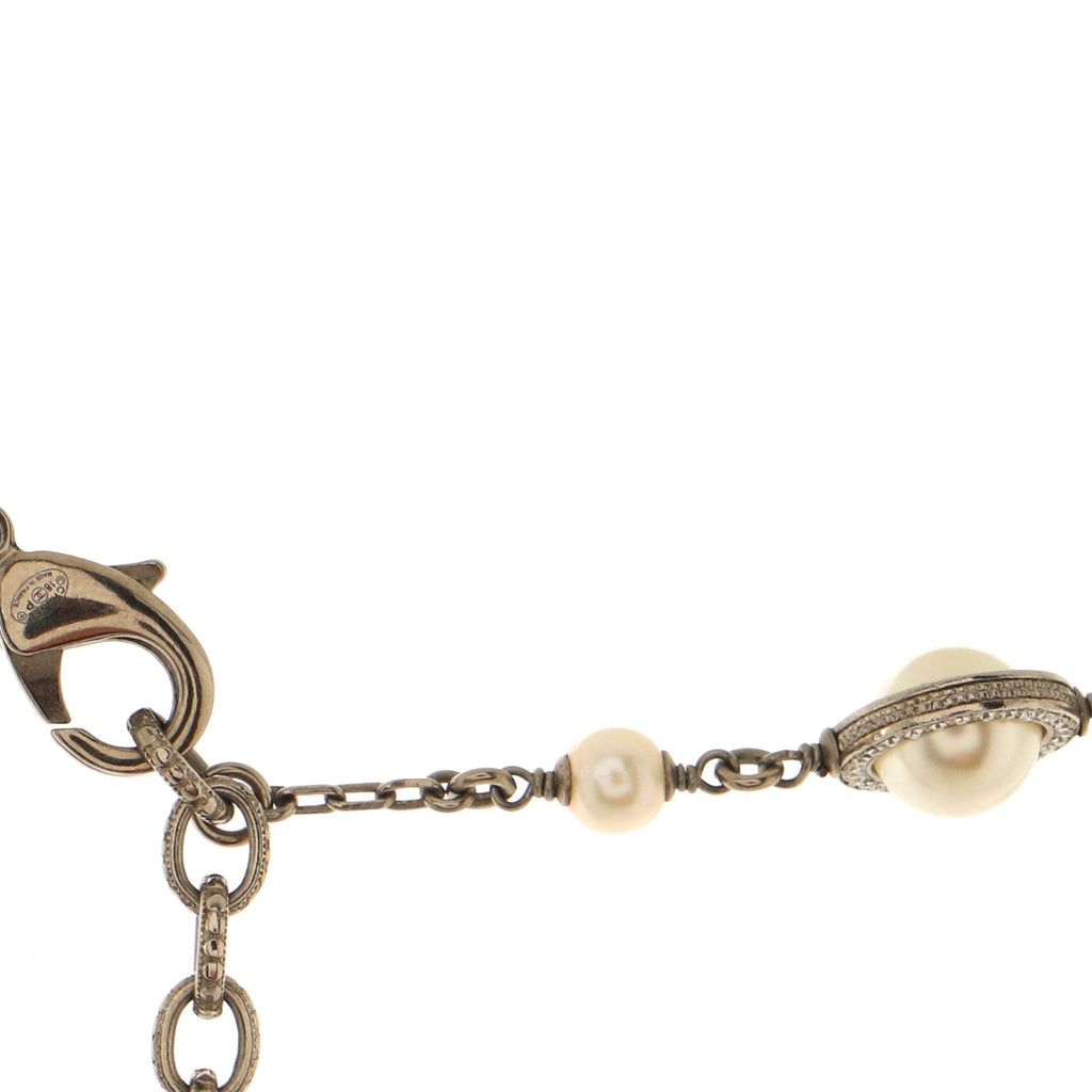 CC Long Necklace Faux Pearls and Metal