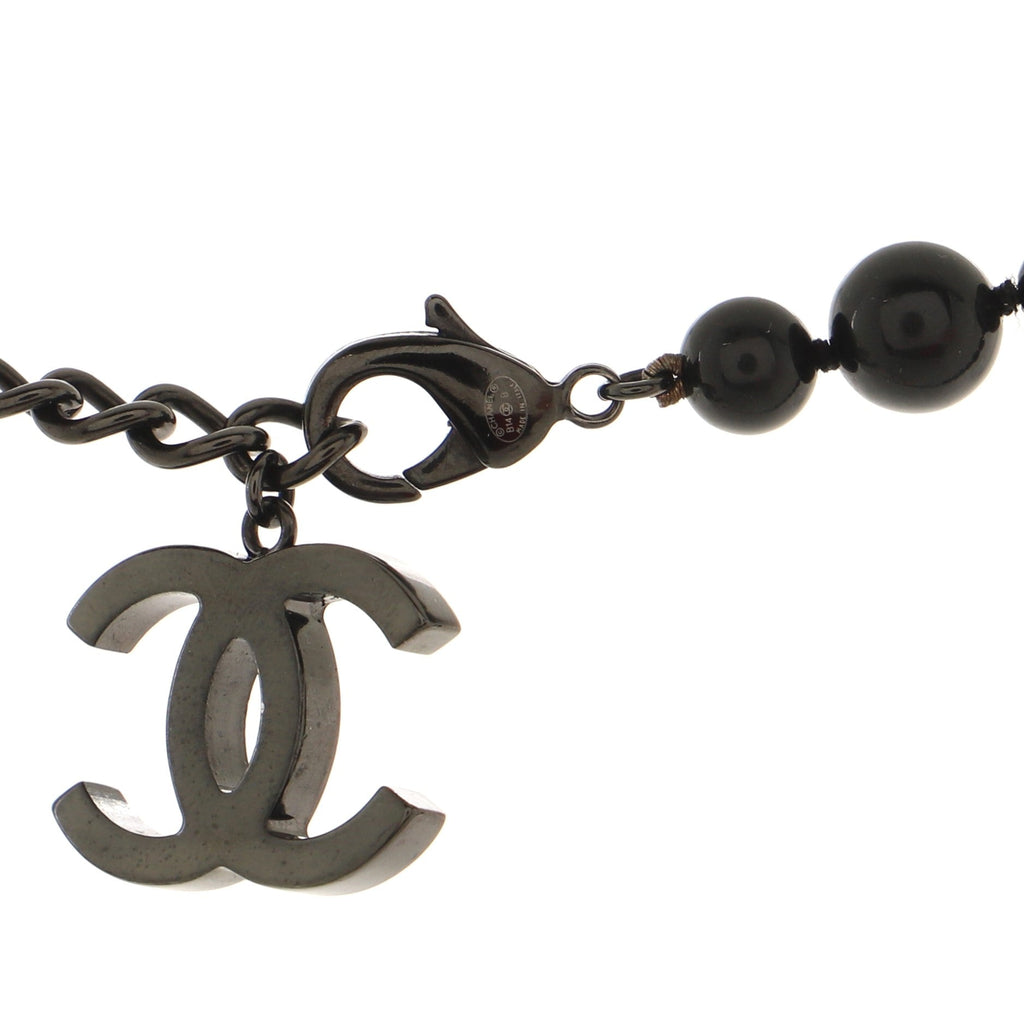 CC Long Necklace Faux Pearls and Metal